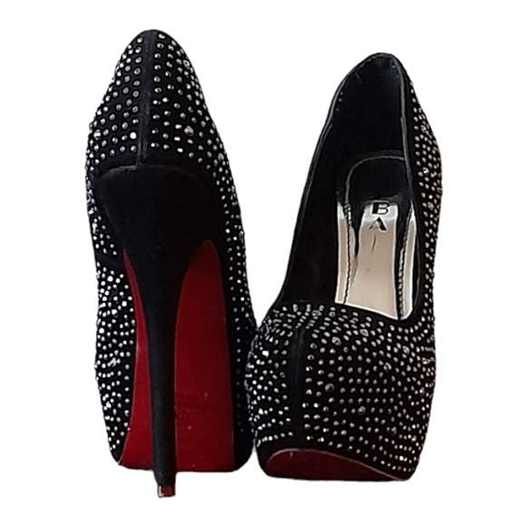 ALBA WOMENS HIGH HEEL PLATFORM RHINESTONES SHOES Size 7.5 - Picture 1 of 6